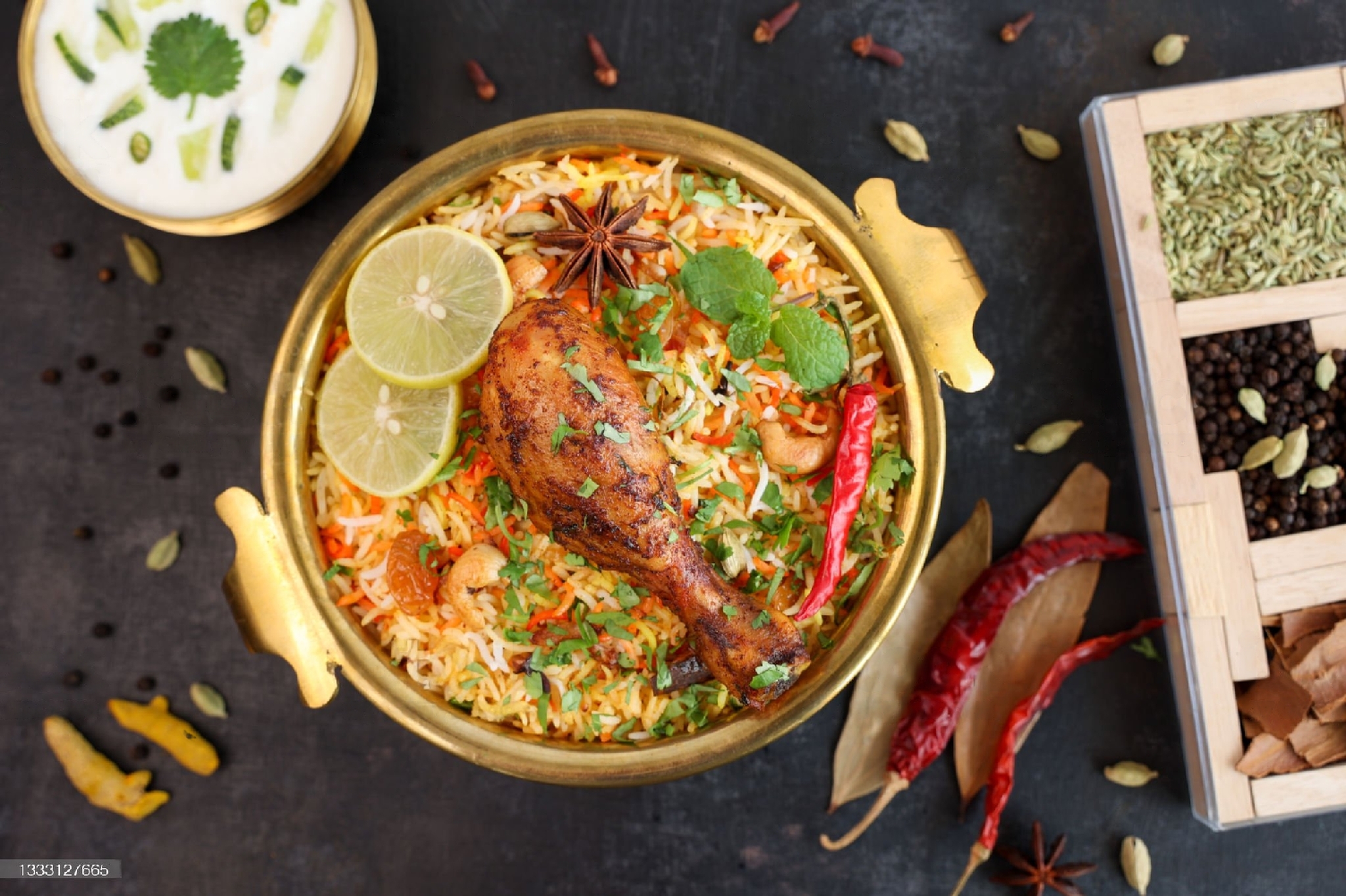 Chicken Biryani made with chicken and Rice